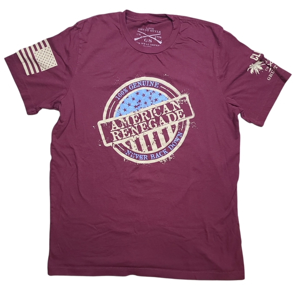 Grunt Style American Renegade T-Shirt Maroon Large Patriotic USA Graphic Tee - Picture 1 of 8